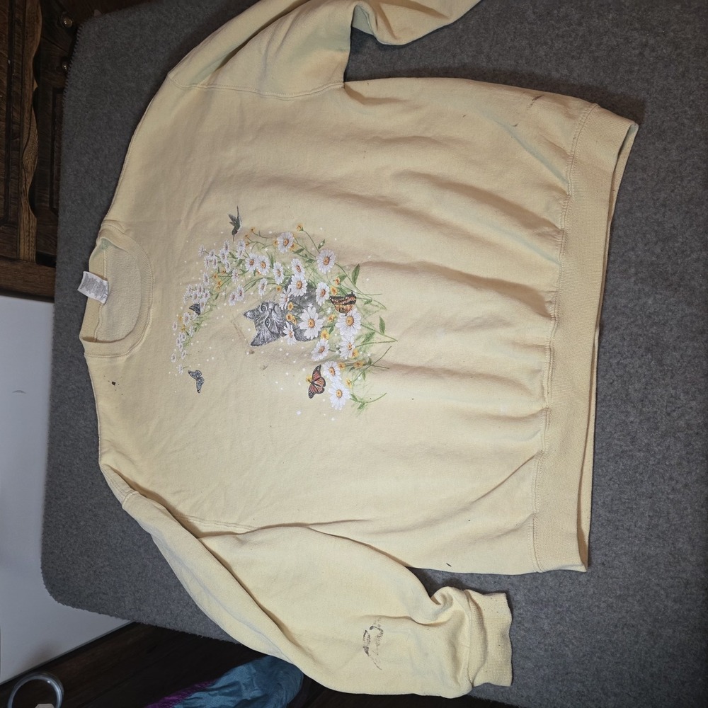 vintage 1990s cat graphic sweatshirt Xl I2 - Picture 1 of 7